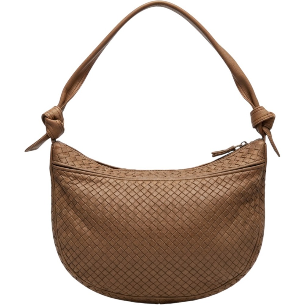 Bottega Veneta Vintage Intrecciato Woven Leather Hobo Bag Tan Brown Italy*